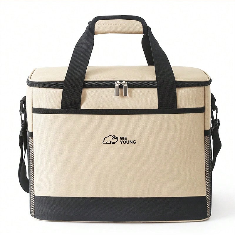 1pc Elegant Portable Multifunctional Camping Picnic Bag, Large Capacity, Suitable For Outdoor Picnics, Waterproof Storage Bag, Essential For Spring Outings, Large Capacity Camping Picnic Bag, Outdoor Utensil Storage Bag, Can Be Handheld Or Backpack, Multi-Layer Compartment Design - Beige Large - View 1