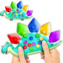 Dinosaur Color Sorting Sensory Toy Gift For Toddler Activities Toy Fine Motor Matching Game Road Trip Travel Essential Toy Montessori Autism Fidgets Easter Basket Stuffers For Kid 3 4 5 Year Old Boy - 彩色 - 查看 1