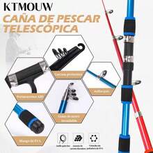 2 Telescopic Fishing Rods Set (1.8m + 2.1m) | Ergonomic Portable Fishing Equipment With Spinning Reels, Baits & Storage Bag | Fiberglass Rods With Ceramic Guides | Ideal For Lakes, Rivers, Coasts | Gift For Anglers - As Shown - View 5