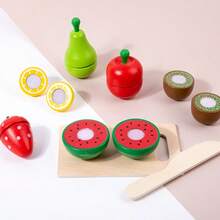 1pc Wooden Pretend Play Food Cutting Fruit Toy, Kitchen Vegetable Simulation Game, Suitable For Children 3+