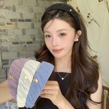 1 件简单百搭的褶皱面料头带，优雅时尚的宽边公主头带发饰，女士高端独特配饰，适合日常服装搭配、购物、旅行、温柔风格、返校季发饰、发带、发箍 - 彩色 - 查看 9