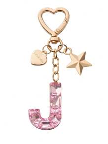 1pc Cute Bling Keychain Initial Letter Butterfly Star Pink Gift For Women Girls Bag Purse Handbags School Bag Car Key Cup Charms Accessories Car Accessories Goth Y2k