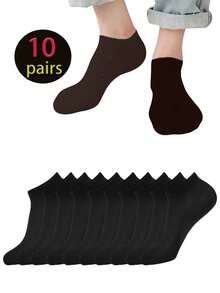 6/10/15/20 /30Pairs Women & Men Solid Color Low Cut Invisible Short Socks, Ladies Short Socks For Spring, Summer, Autumn & Winter, Men Elastic Soft Breathable Socks, Suitable For Daily Wear - Multicolor - View 29