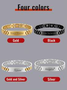 LICVIC Custom Name Men Bracelet,Personalized Stainless Steel Bracelets,Customized Couples Bracelets,Customizable Men Jewelry,Fathers Day Gifts,Birthday Gifts,Gold,Silver,Black,Valentine's Day Gifts,Wedding Gifts,Casual Customization,Daily Wear,Fashion,Bridesmaids,Best Man,Besties,Sisters,Proms,Parties