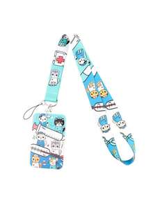 1pc Pink Medical Nurse Pill Cat Pattern Lanyard Card Holder, Keychain ID Badge Hard Case Suitable For Transit Card, ID Card, Work Card, Student Card, Expo Card, Event Pass,For School Supplies,Back To School - Multicolor - View 10