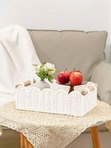 1 件编织收纳篮，扇形边缘设计，手持收纳篮，适用于马桶水箱顶架、浴室、客厅、卧室、梳妆台、家居装饰、浴室配件、桌面整理和收纳、礼品篮、理想礼物 - 彩色 - 查看 10