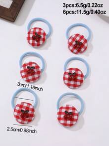 3pcs/6pcs Women's Simple & Cute Solid Color, Plaid, Fruit, Cherry, Bow Hair Scrunchies, Versatile Accessories For Daily Wear ,Elastic Hair Ties ,Ponytail Holders ,Hair Elastics ,Hair Rubber Bands ,Hair Rope - Multicolor - View 6