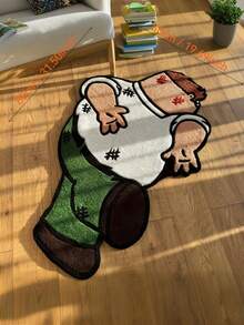 1 Peça Tapete de Área de Veludo Luxuoso Falso Cashmere Macio e Felpudo, Design Exclusivo de Personagem de Desenho Animado - Confortável para Quarto, Sofá ou Decoração Doméstica, Apenas Lavagem Manual, Material de Poliéster, Acessório de Sofá | Acento de Piso Engraçado para Sala de Estar - Multicolorido - Visão 16