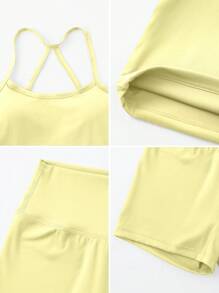 NcmRyu 露背瑜伽套装，无缝瑜伽背心和短裤，提臀健身运动服