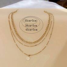 1 Set Vintage-Style Layered Round Pendant Necklace, Classic & Versatile