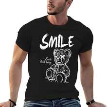 1PCS Smile Teddy Bear Pattern Short Sleeve,Casual Daily Wear, Street Fashion TShirt, Perfect Thanksgiving Gift,Christmas Gift, Ideal Birthday Choice, Hot Trending Now 147 - Black - View 5