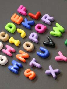 26 件时尚新款亚克力大孔英文字母珠子，适用于 DIY 手机挂绳、鞋饰、手工珠宝、节日礼物 - 亞克力大孔A---Z英文字母直孔串珠 - 查看 6