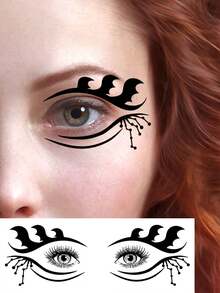 10Pcs Eye Tattoo Stickers, Halloween Series, Black Bat Spider Web Black Cat Halloween Element Designs, Waterproof Realistic Temporary Face And Eyelid Makeup Tattoos, Suitable For Parties - Multicolor - View 8