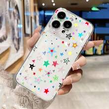 Estuche de teléfono elegante Estuche de teléfono: 1 estuche transparente con patrón de pentagrama colorido, carcasa espacial transparente, estuche protector adecuado para iPhone 11 12 13pro max 15pro 14 16pro max plus, estuche protector para teléfono 7 8 x xs xr xsmax - estrella colorida Presenta un estilo más individualista - 1 pieza - Ver 2