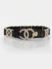 1 Stück Damen Strass Elastischer Taillengürtel, modisches Tailleneband mit Kristall Verzierung, vielseitig kombinierbar mit Kleidern Sommer, Schule