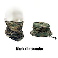 British SAS Short Brim Boonie Hat MC Dark Night Tactical Camouflage Sun Protection Hat Outdoor Hiking Sunshade Round Edge Bucket Hat (Hat And Mask ) - Multicolor - View 4