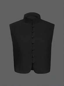 Áo tank top không tay thanh lịch dành cho nữ, chất liệu vải dệt màu trơn, kiểu dáng thường ngày mùa hè màu đen. - màu đen - Xem 7