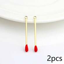 2/6 piezas surtidas de cerillas doradas estilo Y2K, cerillas, colgantes esmaltados de aleación, adecuados para hacer joyas de moda DIY