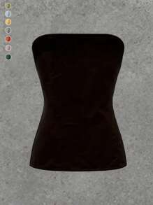 Black Knit Tube Top | Stretch Slimming Strapless Essential With Contoured Fit & Versatile Layering Potential