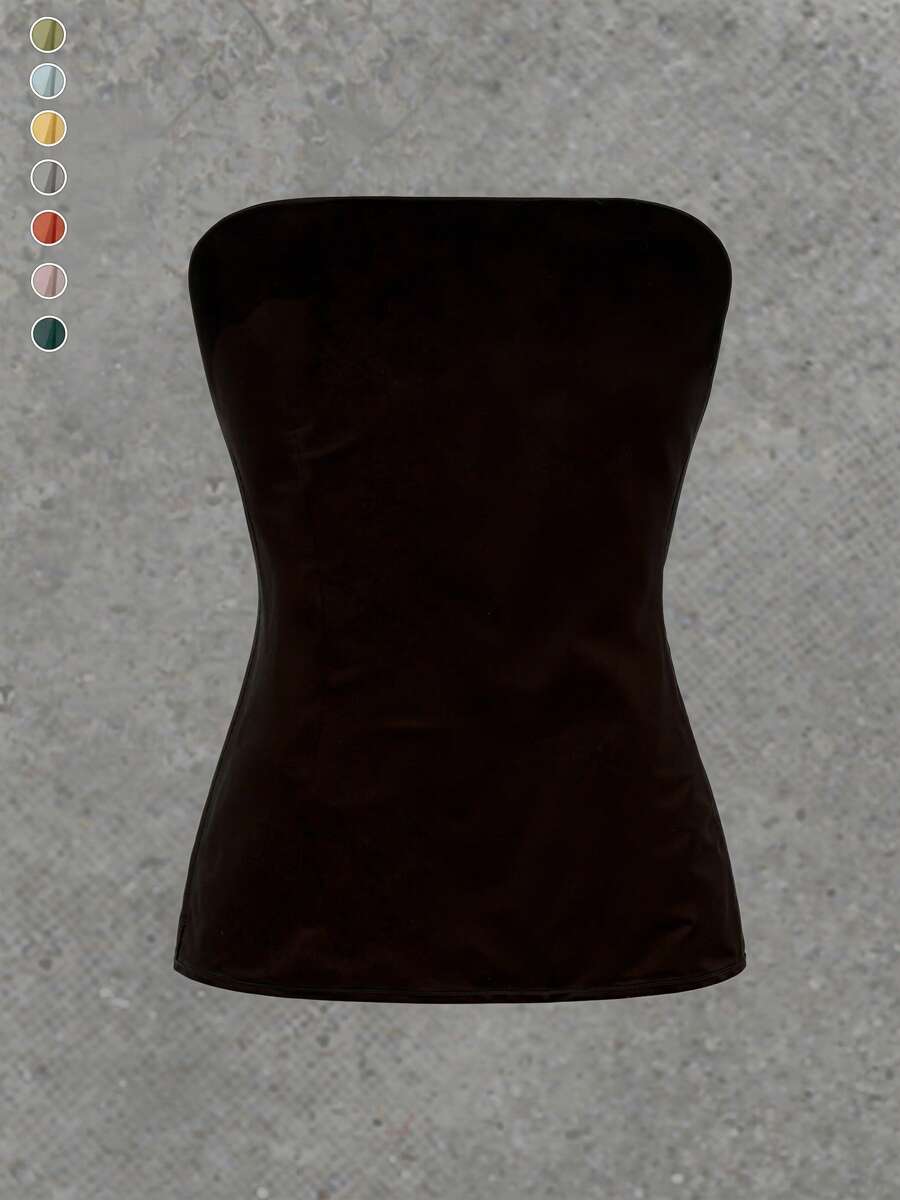 Black Knit Tube Top | Stretch Slimming Strapless Essential With Contoured Fit & Versatile Layering Potential