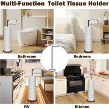 Bath Toilet Paper Holder, Metal Toilet Tissue Roll Organizer Storage, Tissue Paper Holder Stand For Bathroom/Kitchen Countertop (20" H, Matte Black)