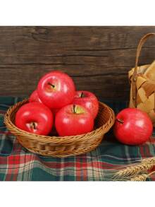 8个逼真仿真苹果，栩栩如生的假水果装饰，适用于婚礼、客厅、春季装饰、厨房装饰、逼真仿真水果派对道具、家居装饰、房间装饰、餐桌装饰、派对装饰、婚礼装饰、生日派对装饰、桌面装饰、仿真植物、厨房必备品、母亲节、母亲节桌面装饰、婚礼中心装饰 - 紅色 - 查看 8