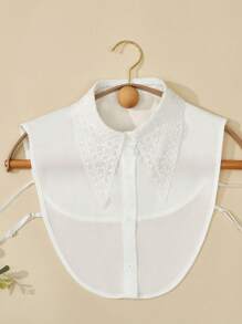 1 件女士刺绣蕾丝领，经典时尚雪纺假领，适合运动衫/运动衫，黑色和白色