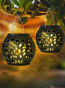 1PC/4PCS/8PCS/12PCS Solar Warm Light Flame Ball Lamp, Sun-Powered, LED, Warm Glow, Flame Effect, Waterproof, Outdoor Decor.