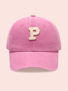 1pc Kids' Washed Baseball Cap With 26 Letters, Suitable For Outdoor Activities, Sun Ion, Daily Wear, Boys & Girls - Water Soluble-pink Washed Baseball Cap - View 71