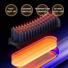 Men's Professional Ionic Hair Straightener Brush, 6 Temperature Settings, Ceramic Anti-Scald Hair Straightening Brush, Quickly Create Salon-Level Styling At Home Men's Electric Beard Styler Men's Beard Straightener - EU C Type Plug(220-240V) - View 6