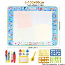 Alfombrilla mágica de dibujo con lápices mágicos reutilizables, tablero de dibujo juguete para niños, pintura Montessori para garabatear de 39X31 pulgadas (100x80 cm), vuelta al colegio
