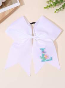 1pc 26Letters Back To School Customized Text Name Bow Hair Ring,Personalized Solid Color Embroidered 26 Letters Decoration Bow Hair Ring,Fashion Unique Hair Accessories For Girls Back To School Gifts, Daily Use - 彩色 - 查看 14