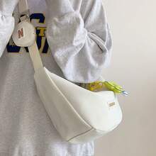 Women Shoulder Bags - 白色(優質加厚防水尼龍)+小花掛件 - 查看 4