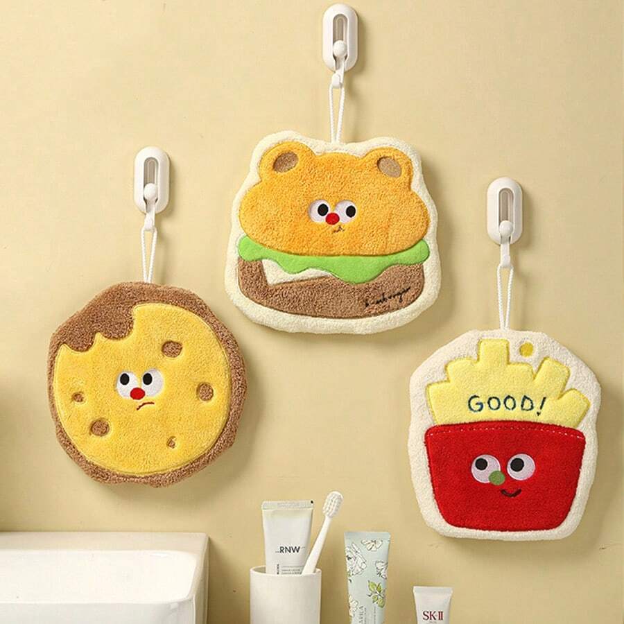 1件装卡通儿童挂式擦手巾，吸水浴室干手巾