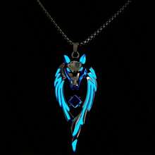 1PC Night Light Wolf King Pendant Necklace - Hip Hop Punk Style With Blue And White Night Light Accents, Perfect For Parties And Gifts - Màu xanh lam - Xem 1