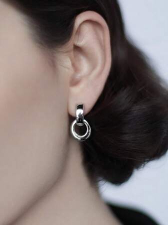 1 Pair Edgy Heavy-Duty Geometric Round 925 Sterling Silver Earrings – Unisex For Party & Banquet Wear | Ideal Birthday Gift For Sisters & Friends