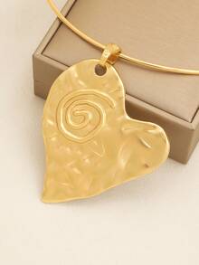 1 件金色心形吊坠项链，简约金属袖口颈链，女士项链首饰适合日常佩戴，夏季度假