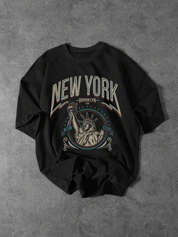 Lässiges Sport Kurzarm T-Shirt für Herren, leicht und locker geschnitten mit Rundhalsausschnitt, Alltagst-Shirt mit Buchstabenaufdruck, Frühling/Sommer