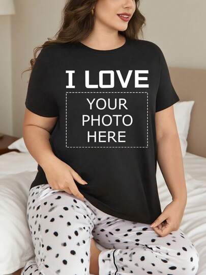 Valentine'S Day Custom Item - Plus Size Women'S Spring And Summer Short-Sleeve Top Featuring A Personalized Of My Loved One.