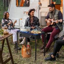 2 Burner Propane Gas Stove For Outdoor Cooking, 150,000 BTU Camping Cooker With Removable Legs, Temperature Control Knobs For Backyard Cooking, BBQ, Baking And Frying - màu đen - Xem 3