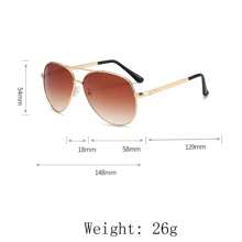 1副女士金属椭圆框复古双梁时尚眼镜，适合度假海滩佩戴，飞行员造型太阳镜