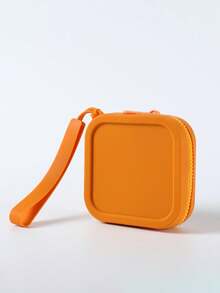 1 Piece Of Silicone Square Bag, Portable Cosmetic Bag, Change Purse, Data Cable, Jewelry Storage Bag, Lipstick Bag, Practical And Large Capacity, Can Hold Skin Care, Makeup, Toiletries, Digital Storage, Etc. Comfortable Wide Handle, Easy To Carry, Suitable For Home, Work, And Travel.