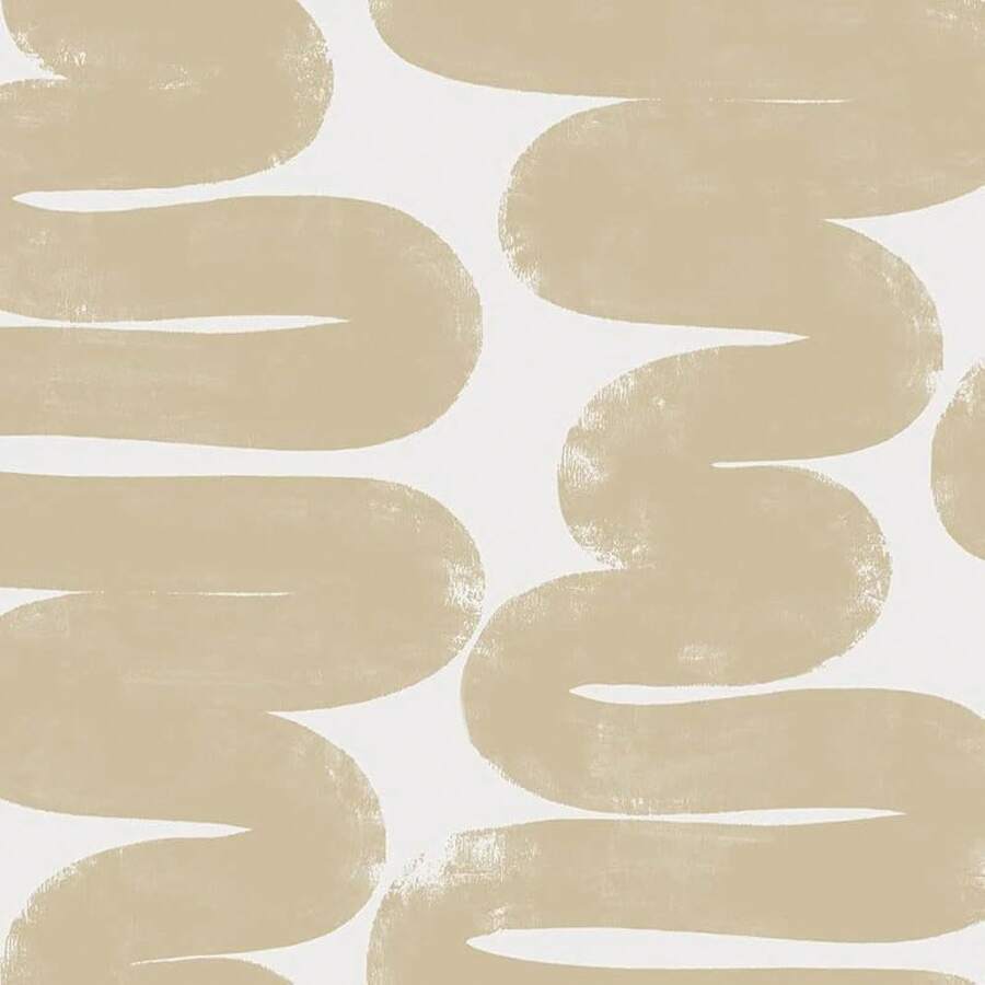 Tempaper x Berk - Papel pintadoíble para sala de ondulación, 20.5 x 16.5 pies, fabricado en los Estados Unidos - Arena y blanco - Ver 1