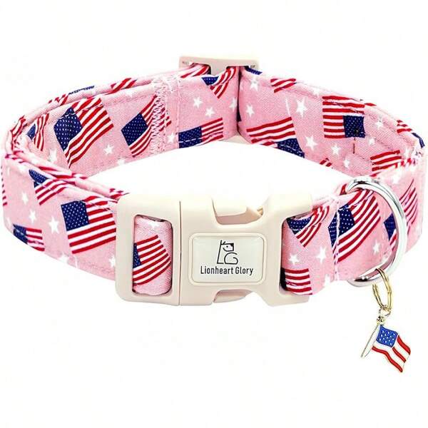 Collar para perros Lionheart Glory American, Collar patriótico del 4 de julio para la independencia, collar ajustable de alta resistencia para perros grandes, collar de verano para mascotas