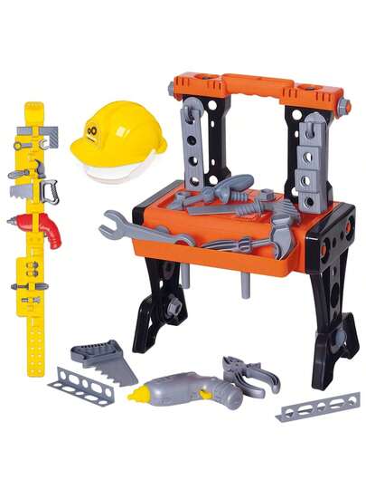 Kit de Ferramentas Bancada Mega Oficina Completa Infantil Brinquedo Didático Laranja - Samba Toys