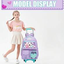 Girls Rolling Backpack Set 3PCS With School Rolling Bag Lunch Box And Pencil Case Perfect For Travel Back To School - Purple X1024F - View 7