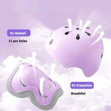 6/7 Pcs Set  Protective Equipment Outdoor Sports Roller Skating Shoes Cycling 2-15 Year Old Safety Helmet Set