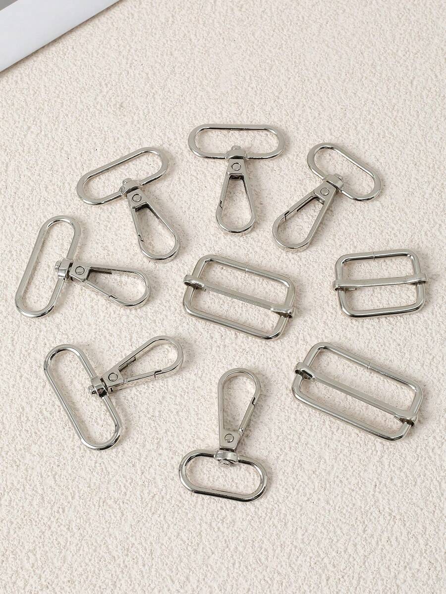 3件套行李带配件套装，包括肩带扣、狗扣、锌合金压扣，适用于DIY手提包 - 銀色 - 查看 1