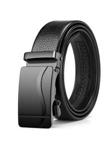 2pcs Men's Casual Business Automatic Buckle Belt - Black 2 Pieces - View 2