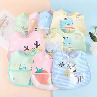 5pcs/Set Random Floral Pattern Baby U-Shaped Bibs, Newborn Cartoon Burp Cloths, Unisex